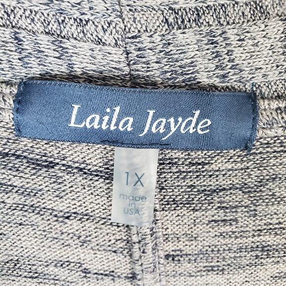 Laila Jayde Women's Gray Tristain Ribbed Detail Cardigan Size 1X - Picture 3 of 5